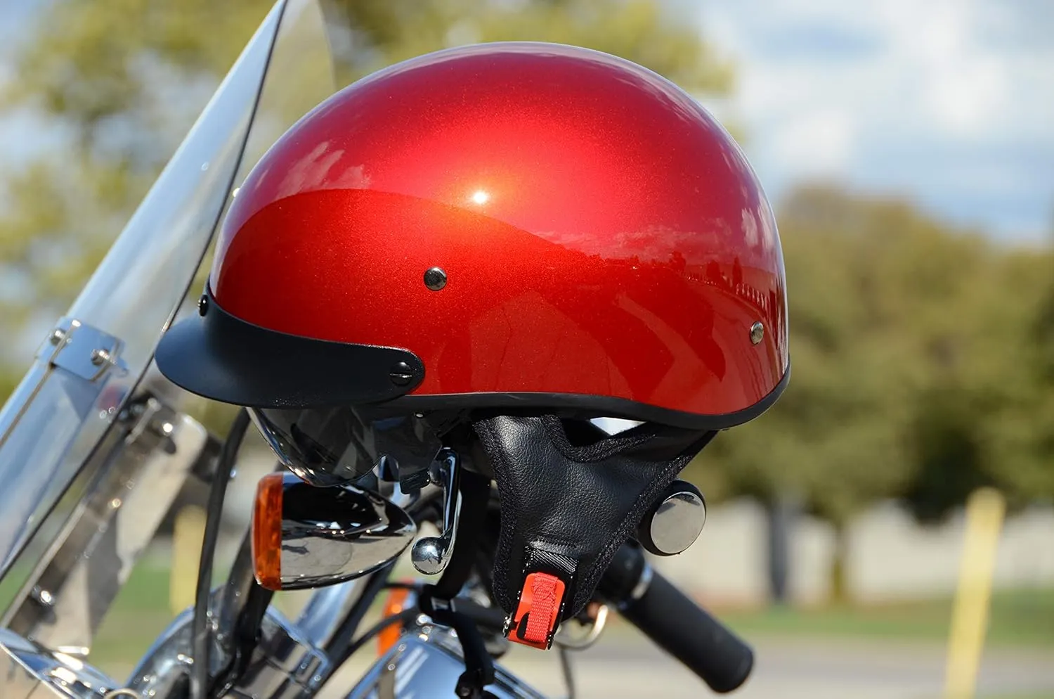 Vega Warrior Motorcycle Half Helmet with Sunshield/Adjustable Size Dial DOT Half Face Skull Cap for Bike Cruiser Chopper Moped Scooter ATV