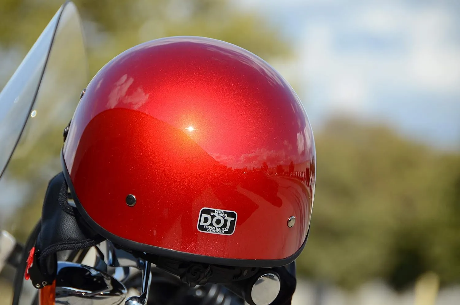 Vega Warrior Motorcycle Half Helmet with Sunshield/Adjustable Size Dial DOT Half Face Skull Cap for Bike Cruiser Chopper Moped Scooter ATV