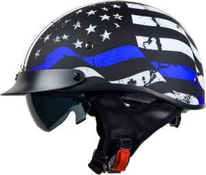 Vega Warrior Motorcycle Half Helmet with Sunshield/Adjustable Size Dial DOT Half Face Skull Cap for Bike Cruiser Chopper Moped Scooter ATV