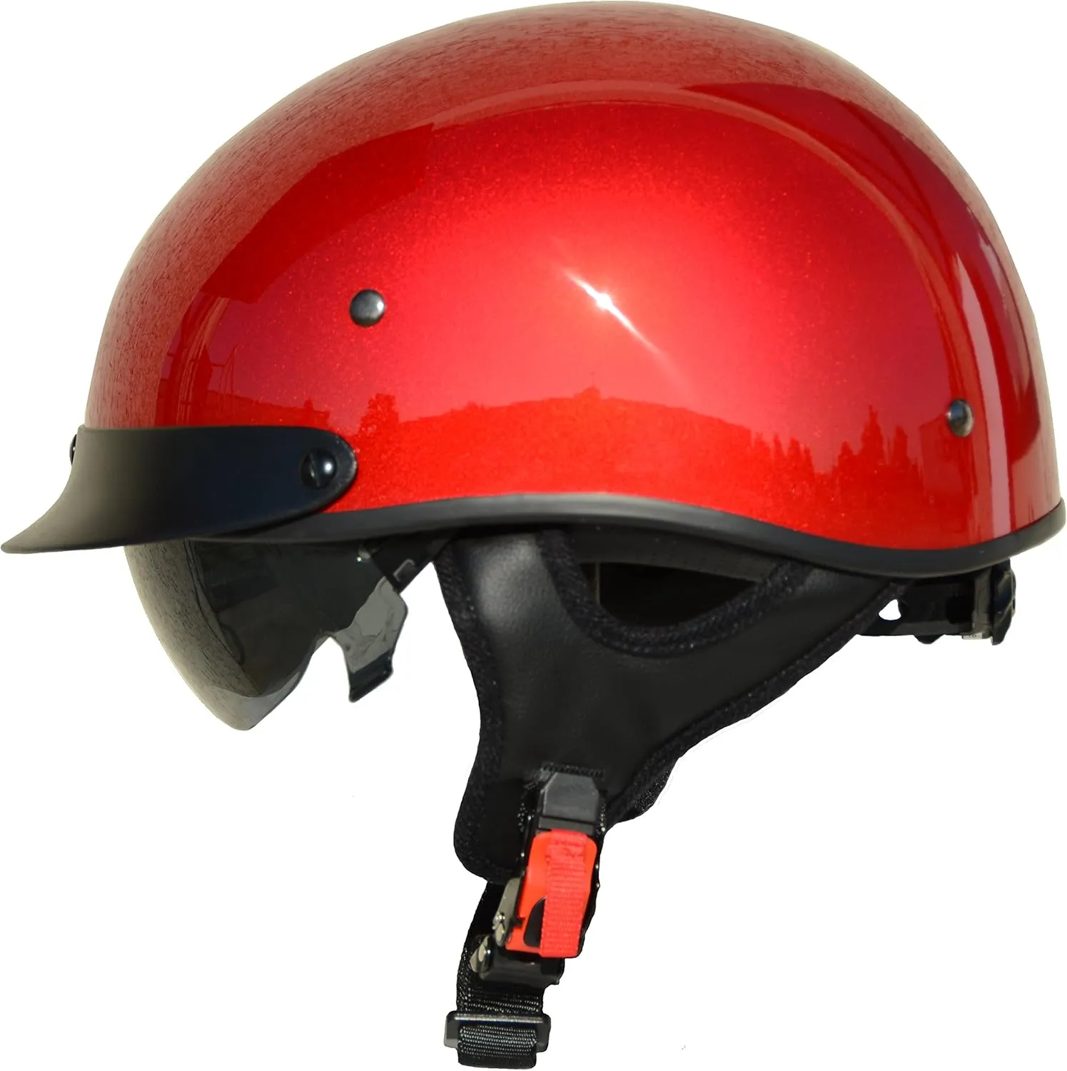 Vega Warrior Motorcycle Half Helmet with Sunshield/Adjustable Size Dial DOT Half Face Skull Cap for Bike Cruiser Chopper Moped Scooter ATV