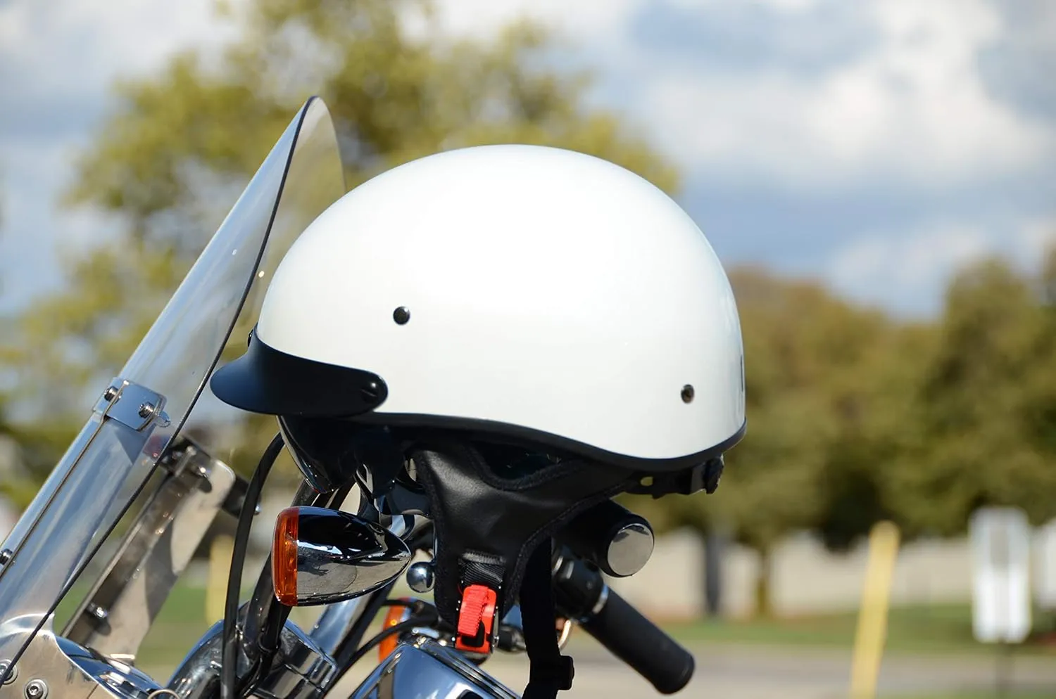 Vega Warrior Motorcycle Half Helmet with Sunshield/Adjustable Size Dial DOT Half Face Skull Cap for Bike Cruiser Chopper Moped Scooter ATV