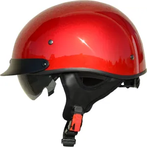 Vega Warrior Motorcycle Half Helmet with Sunshield/Adjustable Size Dial DOT Half Face Skull Cap for Bike Cruiser Chopper Moped Scooter ATV
