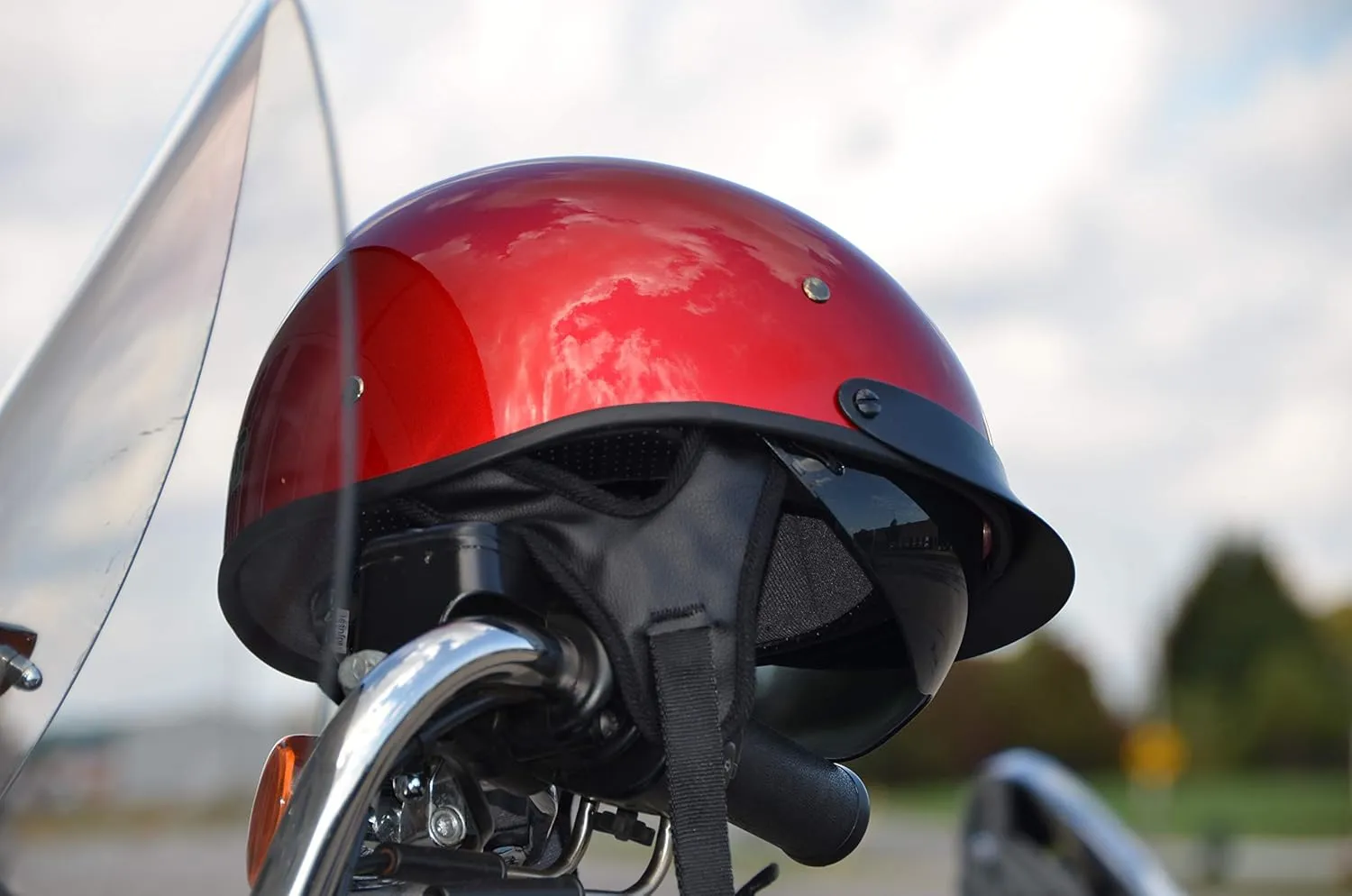 Vega Warrior Motorcycle Half Helmet with Sunshield/Adjustable Size Dial DOT Half Face Skull Cap for Bike Cruiser Chopper Moped Scooter ATV