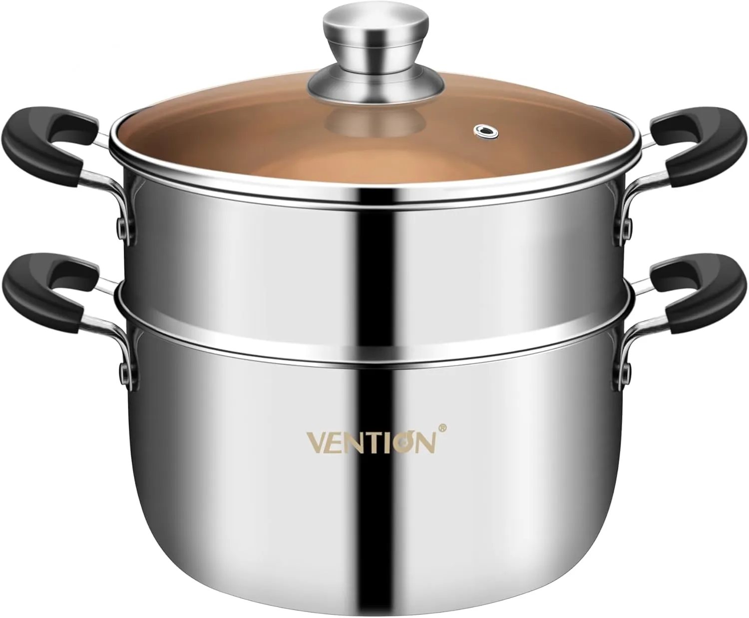 VENTION Small Vegetable Steamer Pot 8.7 Inch, 5-Ply Thick Stainless Steel Steamer for Cooking, 3.3 QT Stove Top Steam Pot(22cm)