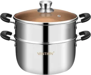 VENTION Small Vegetable Steamer Pot 8.7 Inch, 5-Ply Thick Stainless Steel Steamer for Cooking, 3.3 QT Stove Top Steam Pot(22cm)