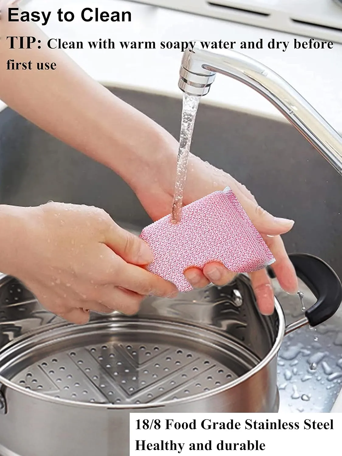 VENTION Small Vegetable Steamer Pot 8.7 Inch, 5-Ply Thick Stainless Steel Steamer for Cooking, 3.3 QT Stove Top Steam Pot(22cm)