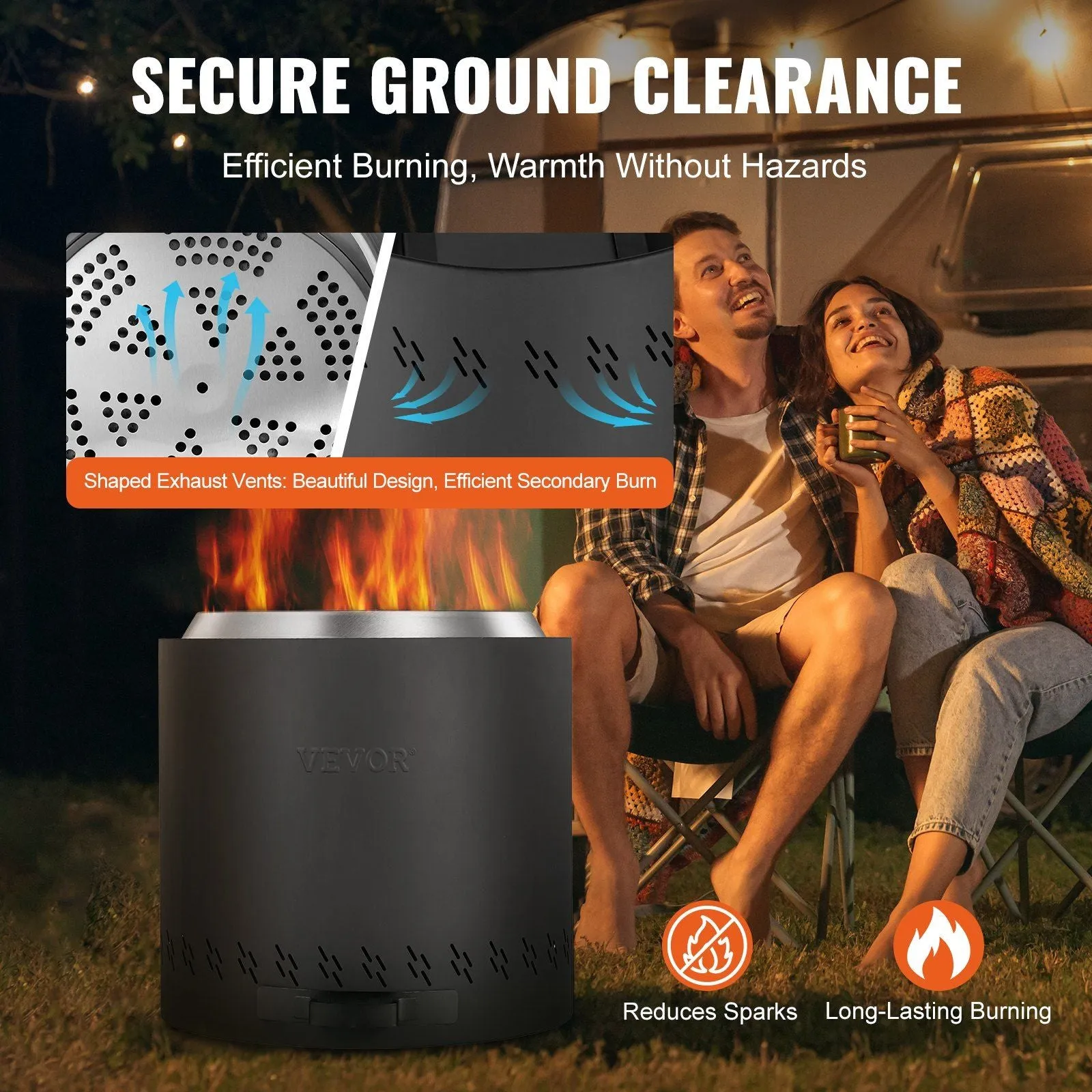 VEVOR 15.8in Smokeless Fire Pit/Stove