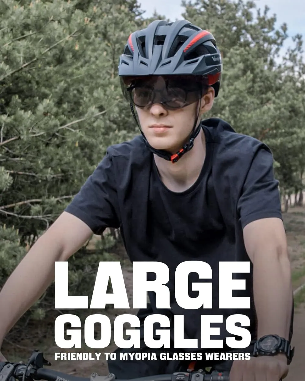 VICTGOAL Bike Helmet for Men Women with Led Light Detachable Magnetic Goggles Removable Sun Visor Mountain & Road Bicycle Helmets Adjustable Size Adult Cycling Helmets