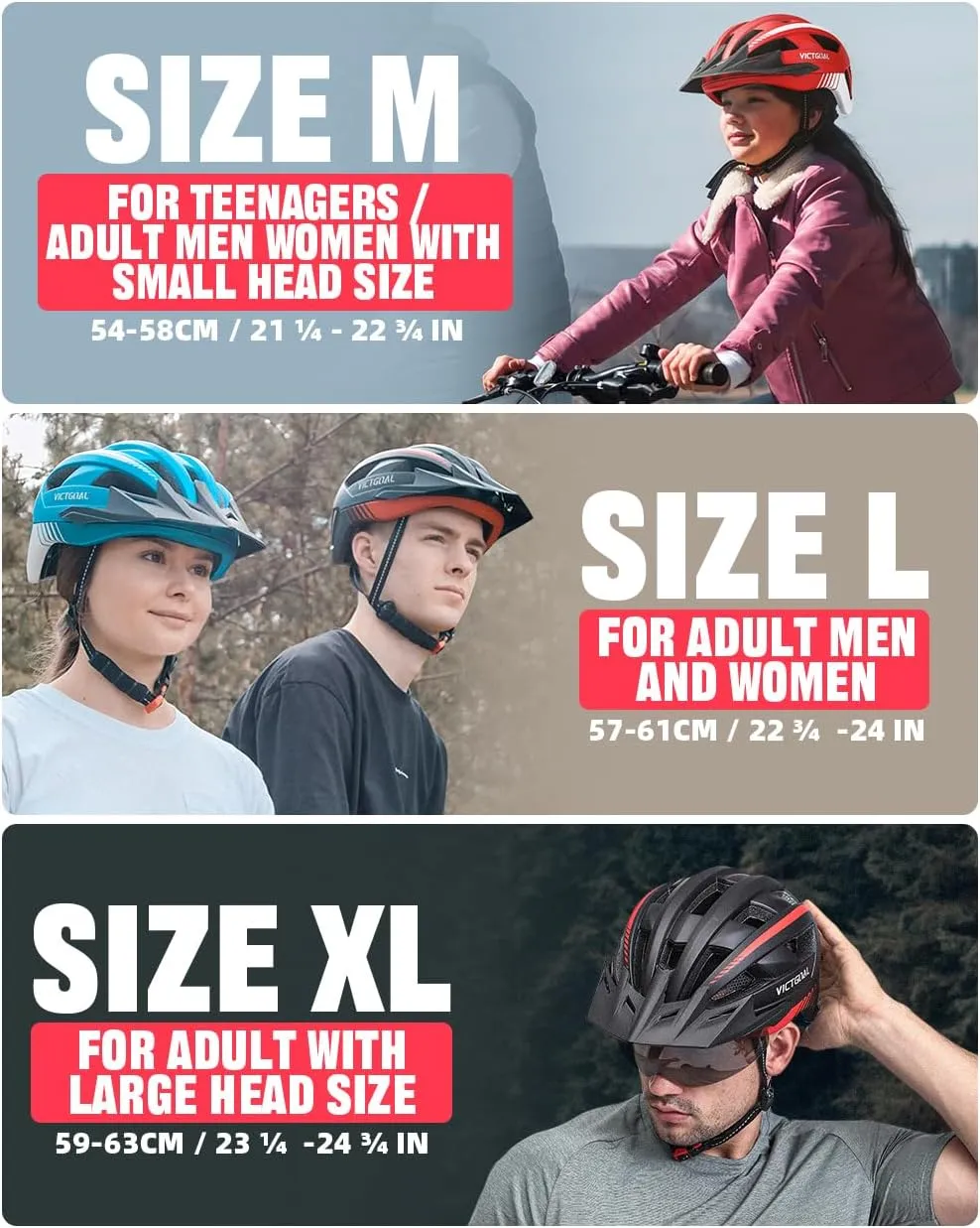 VICTGOAL Bike Helmet for Men Women with Led Light Detachable Magnetic Goggles Removable Sun Visor Mountain & Road Bicycle Helmets Adjustable Size Adult Cycling Helmets
