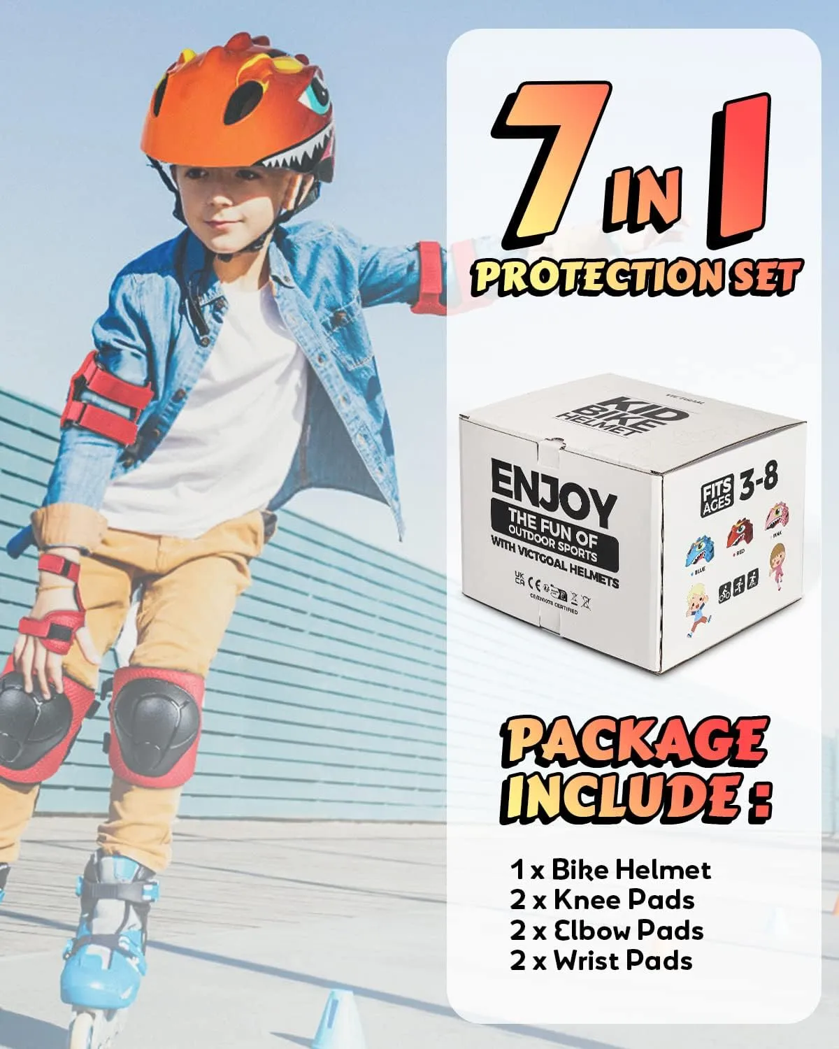 VICTGOAL Toddler Kids Bike Helmet Lightweight 3D Children Bicycle Helmet for Boys and Girls Age 3-8 for Multi-Sport Scooter Cycling Skating