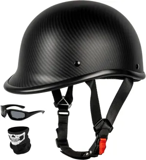 Vintage Motorcycle Half Helmet - Lightweight Low Profile Open-Face Half-Face Helmet – DOT Approved