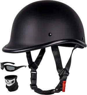 Vintage Motorcycle Half Helmet - Lightweight Low Profile Open-Face Half-Face Helmet – DOT Approved