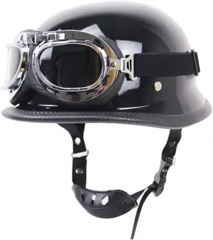Vintage Motorcycle Half Helmets DOT Approved Motor Retro Helmet Brain-Cap Built-in Goggles Moped Cruiser Moto Cruiser Chopper Half Shell Jet Half Helmet Outdoors Sports Youth Men Women