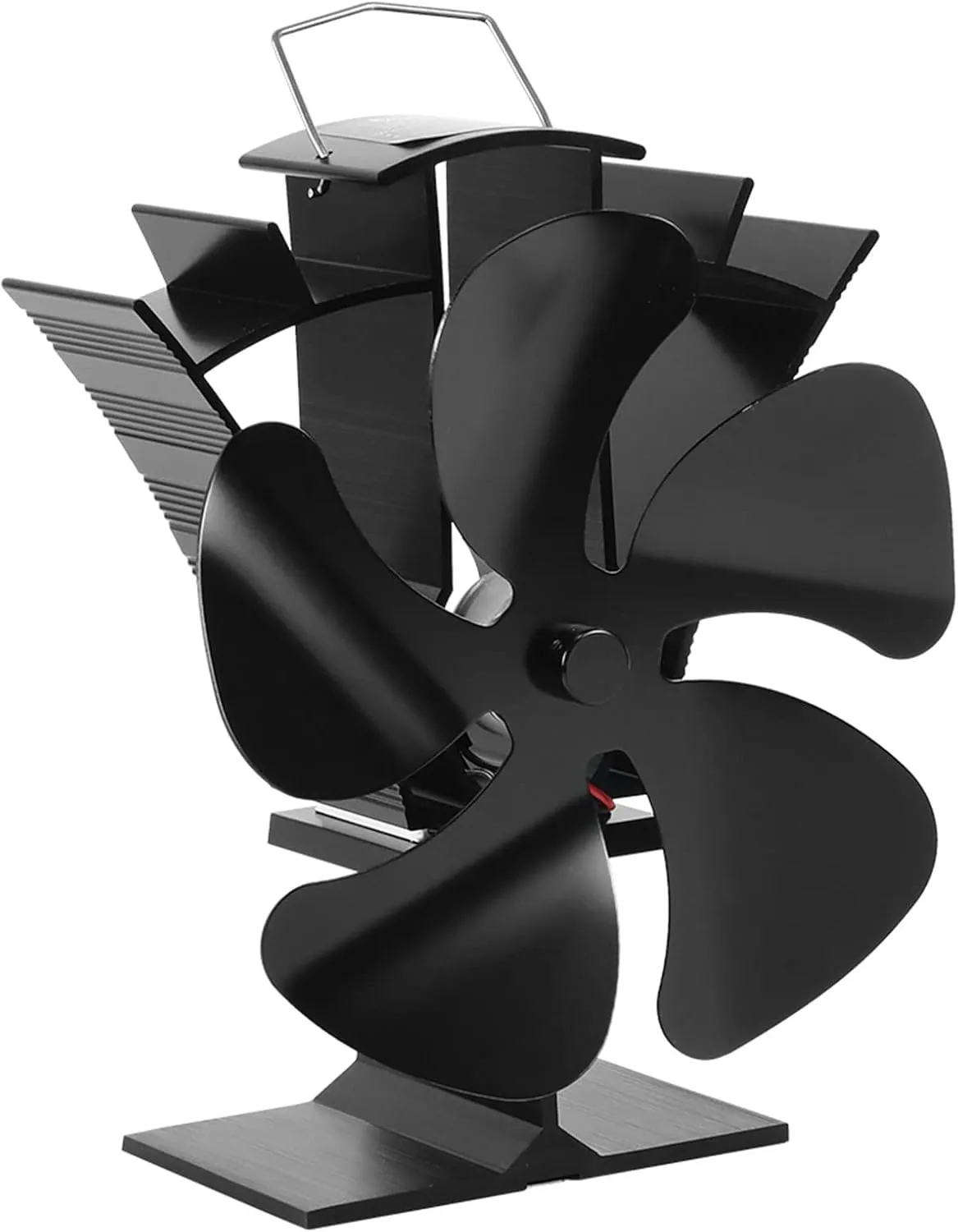 VODA Wood Stove Fan 5 Blades Newly designed Small Heat Powered Fans Fireplace Fans for Wood/Log Burner/Fireplace(Black)