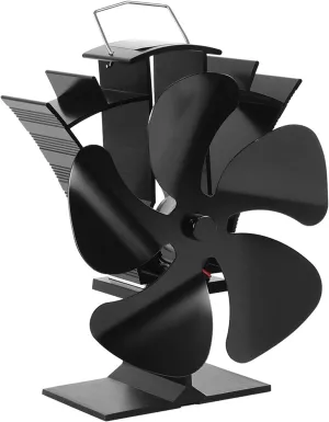 VODA Wood Stove Fan 5 Blades Newly designed Small Heat Powered Fans Fireplace Fans for Wood/Log Burner/Fireplace(Black)