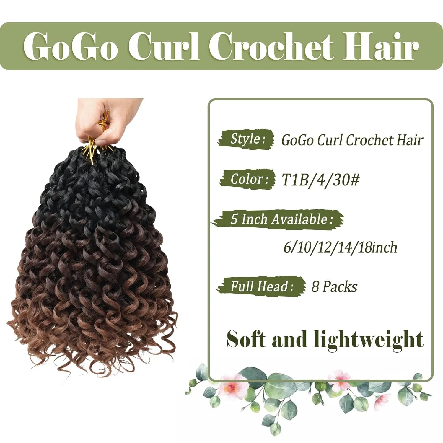 Vomella GoGo Curl Crochet Hair 8 Packs 10 Inch Curly Crochet Hair for Women Water Wave Beach Curl Synthetic Deep Twist Crochet Hair Extensions T1B/4/30