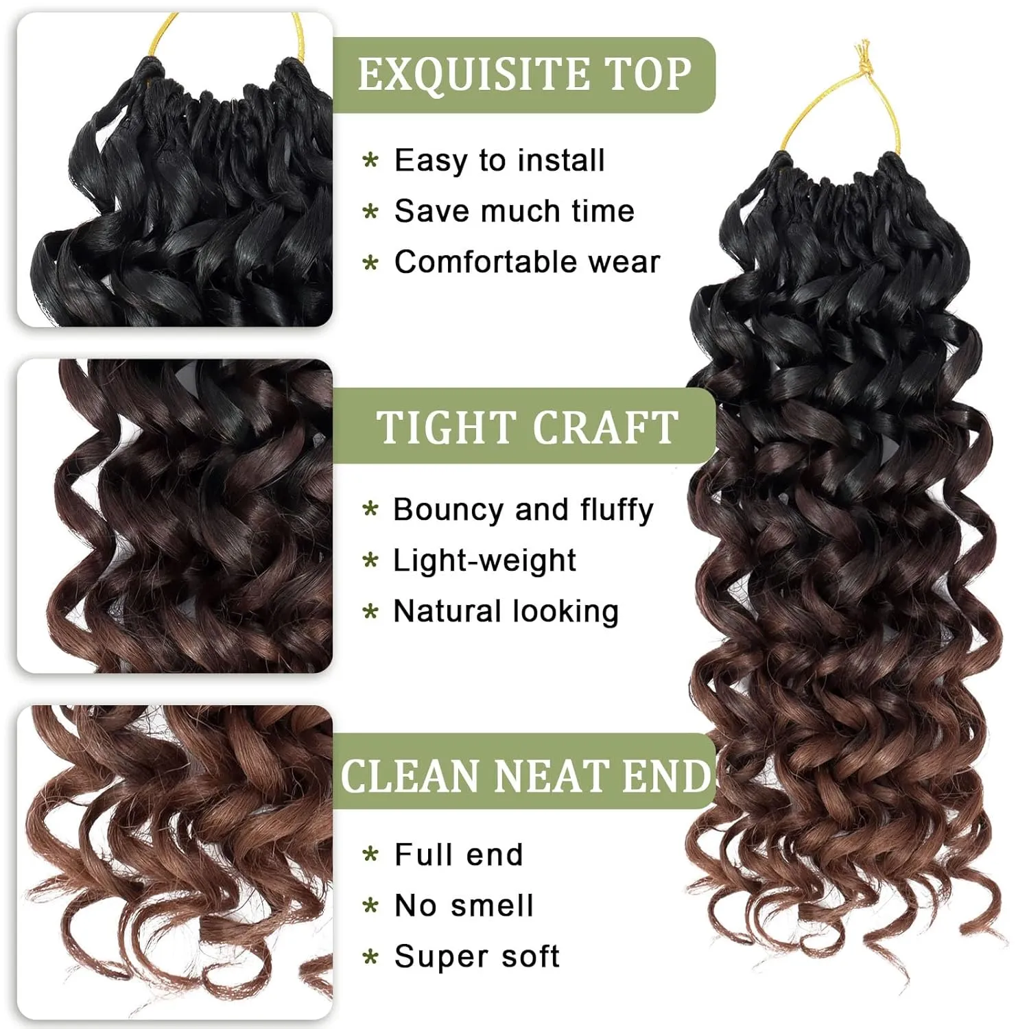Vomella GoGo Curl Crochet Hair 8 Packs 10 Inch Curly Crochet Hair for Women Water Wave Beach Curl Synthetic Deep Twist Crochet Hair Extensions T1B/4/30