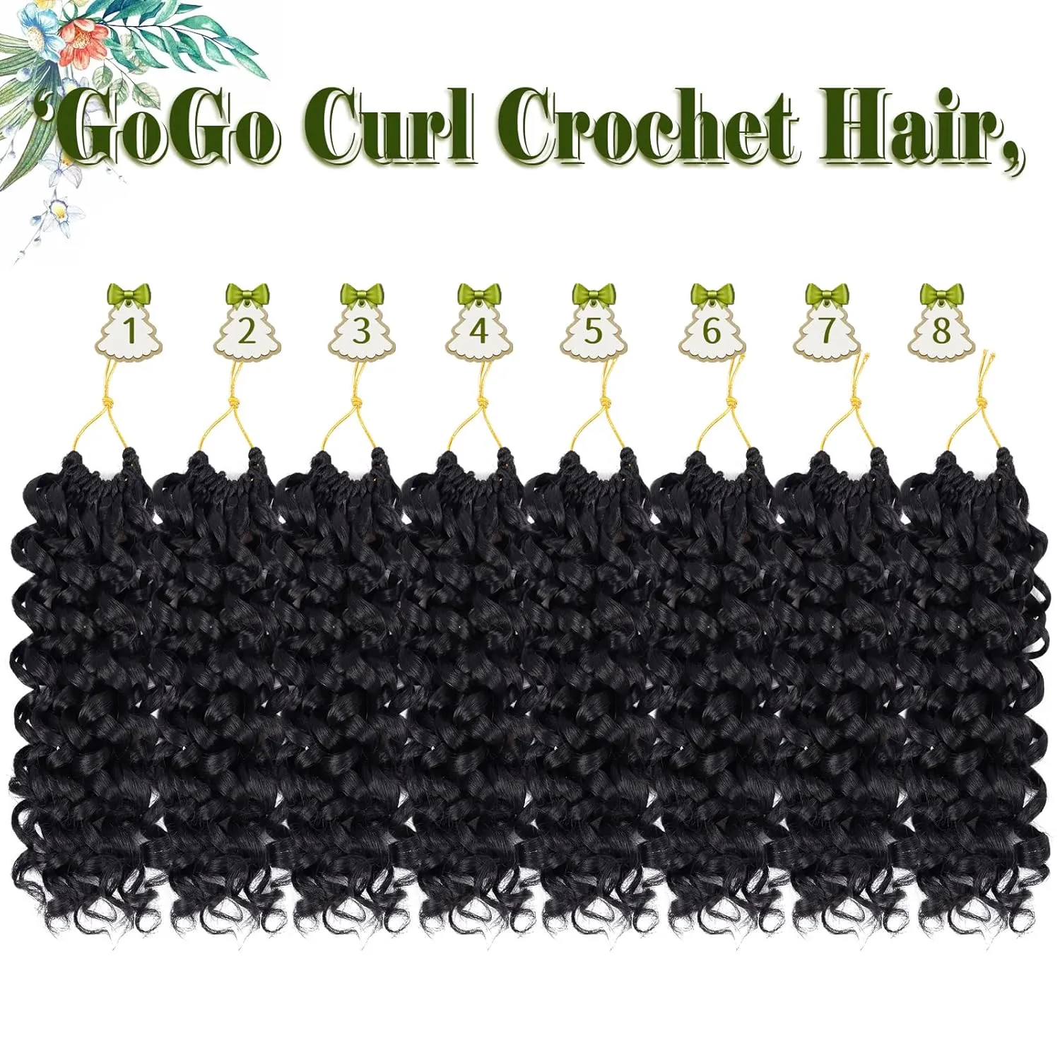 Vomella GoGo Curl Crochet Hair for Women 8 Packs10 Inch Water Wave Curly Crochet Hair Short Beach Curl Synthetic Deep Twist Crochet Hair Extensions(1b#)