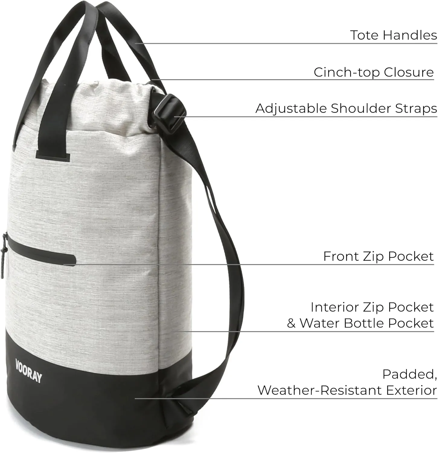VOORAY 23L Flex Cinch Drawstring Backpack – Lightweight Travel Bag, Weekender & Sports Gym Bag for Women and Men