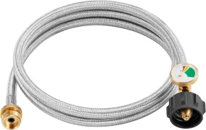 WADEO Propane Tank Adapter Hose for Buddy Heater, 6FT Propane Hose Adapter 1 lb to 20 lb with Gauge for Coleman Stove, Weber Q Grill, Stainless Propane Tank Hose for Blackstone Tabletop Griddle & More