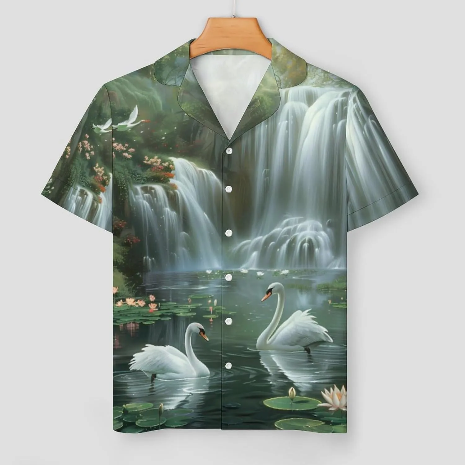 Waterfall Lotues Women's Satin Pajama Set Short Sleeve Button Down Sleepwear Loungewear Pj Set
