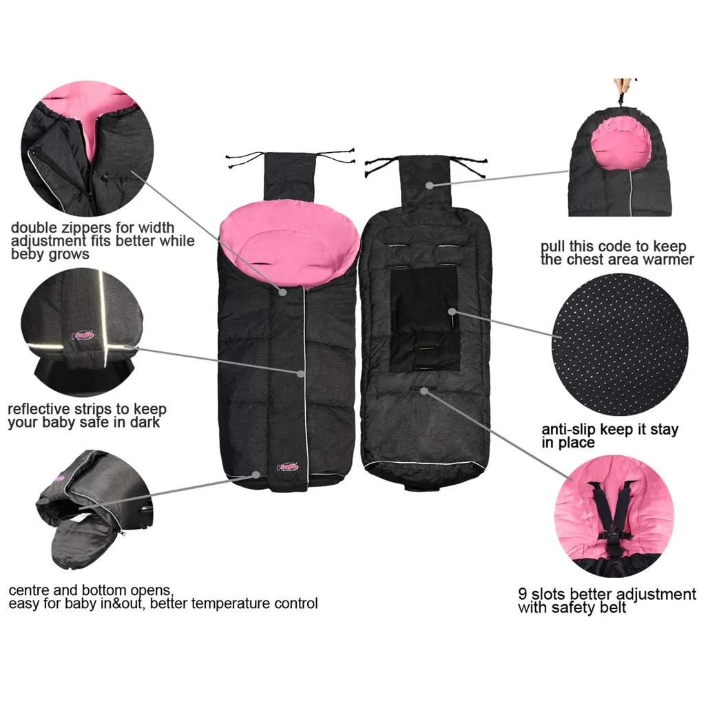 Waterproof Anti-freeze Winter Universal Stroller Footmuff,Ultra Soft Width Adjustable Designed for Toddler Groth Stroller Bunting Bag with Christmas DIY Play Sticker,6-36M