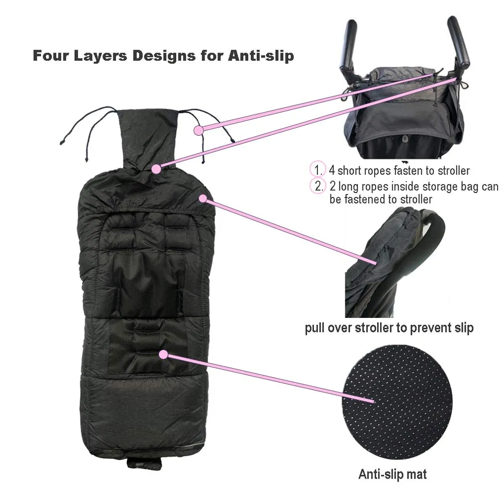 Waterproof Anti-freeze Winter Universal Stroller Footmuff,Ultra Soft Width Adjustable Designed for Toddler Groth Stroller Bunting Bag with Christmas DIY Play Sticker,6-36M