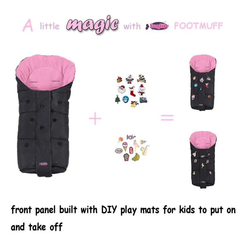 Waterproof Anti-freeze Winter Universal Stroller Footmuff,Ultra Soft Width Adjustable Designed for Toddler Groth Stroller Bunting Bag with Christmas DIY Play Sticker,6-36M