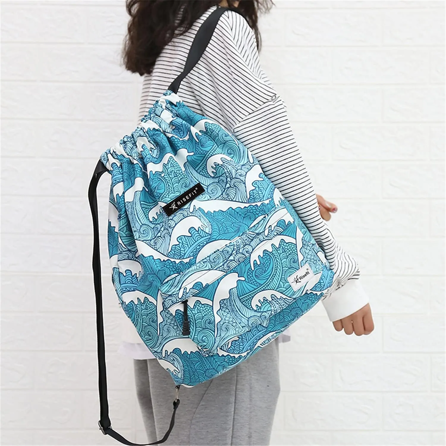 Waterproof Drawstring Bag, Gym Bag Sackpack Sports Beach Backpack for Men Women