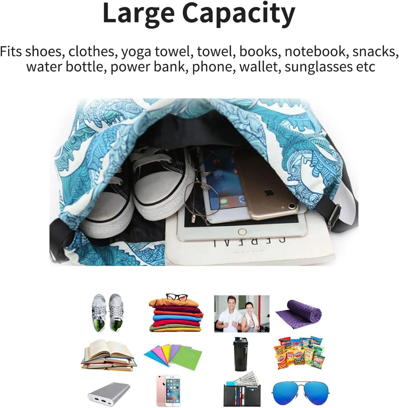 Waterproof Drawstring Bag, Gym Bag Sackpack Sports Beach Backpack for Men Women