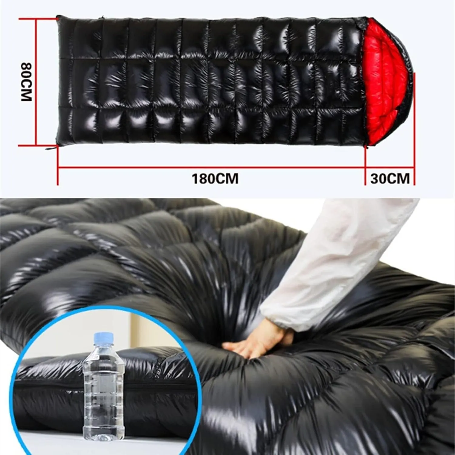 Waterproof Synthetic Fill Outdoor Sleeping Bag for Camping and Hiking, Adjustable Hood & Zipper Design, for Adults