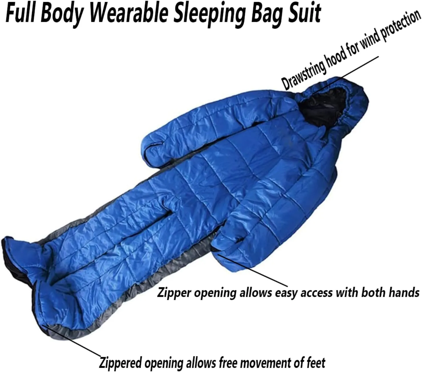 Wearable Sleeping Bag for Adults, Indoor Outdor Lightweight Mummy Sleeping Bag Full Body Wearable Walkable Winter Emergency Heavy Duty Sleeping Bag