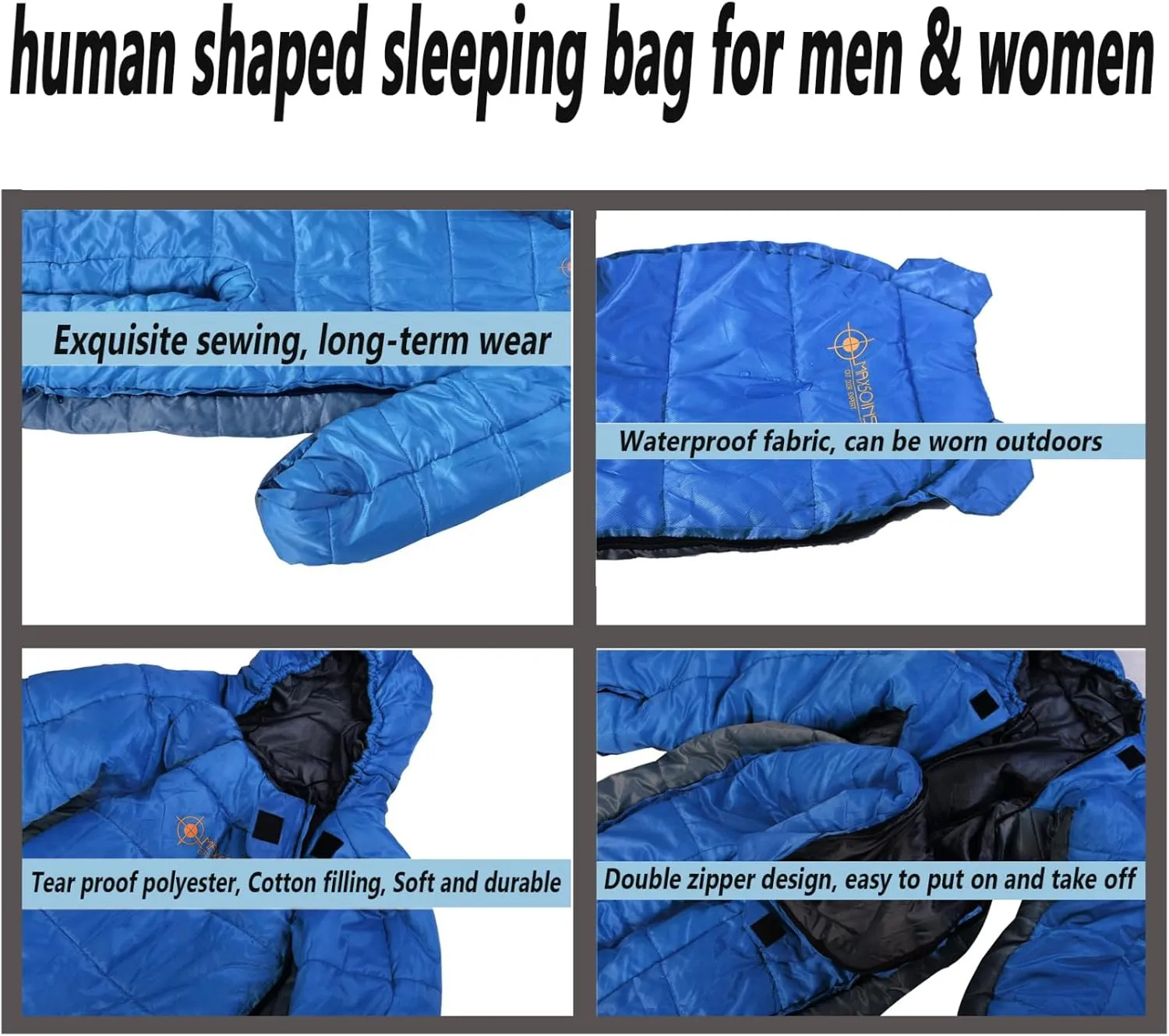 Wearable Sleeping Bag for Adults, Indoor Outdor Lightweight Mummy Sleeping Bag Full Body Wearable Walkable Winter Emergency Heavy Duty Sleeping Bag