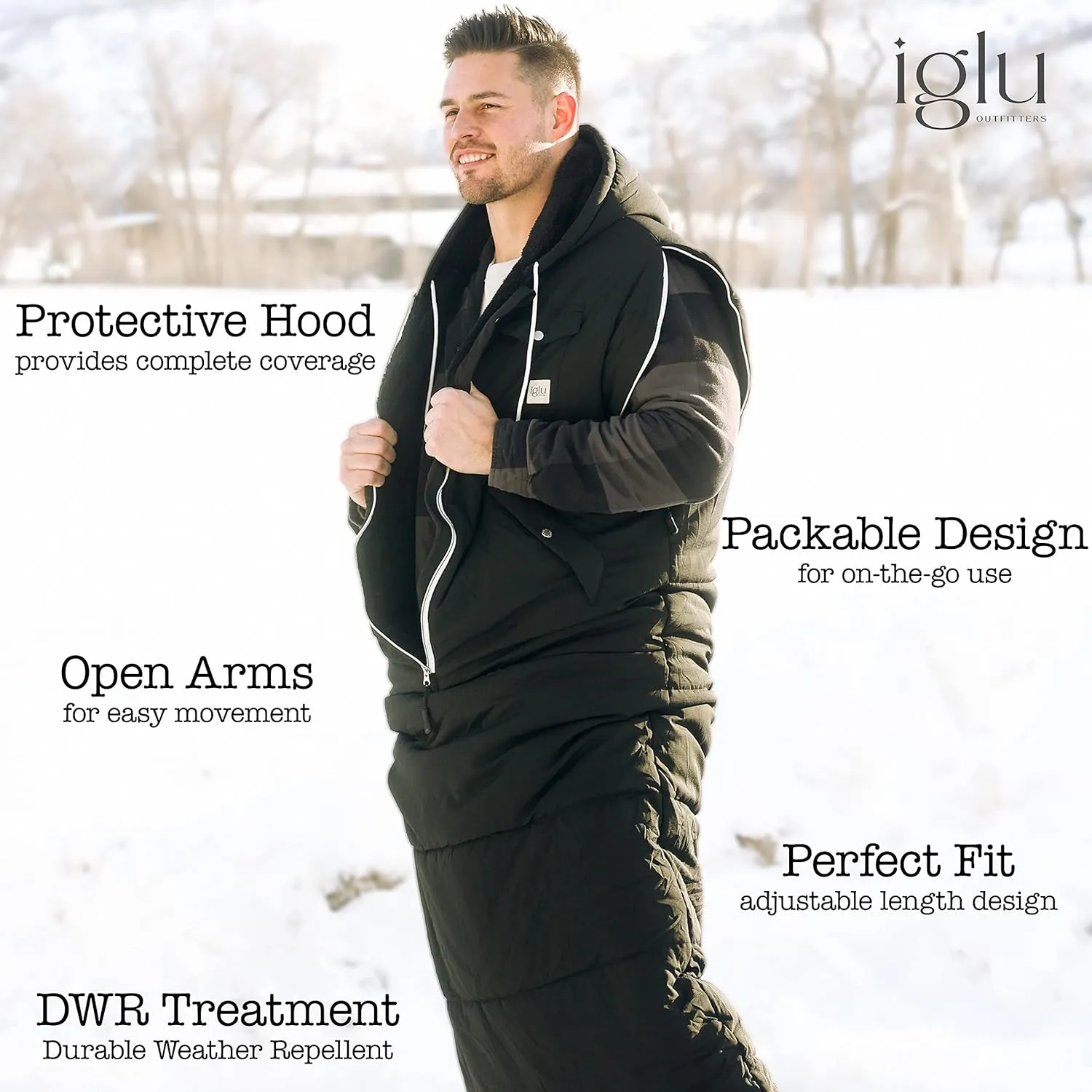 Wearable Sleeping Bag Long Puffer Jacket Stadium Sack Camping Sports Stadiums Poncho Blanket