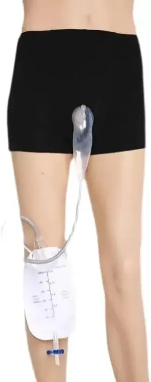 Wearable Urine Bag Incontinence Pants for Men, Washable with Urine Leg Bag and Silicone Urine Collector Catheter, Waistband Urine Replacement Collector,L