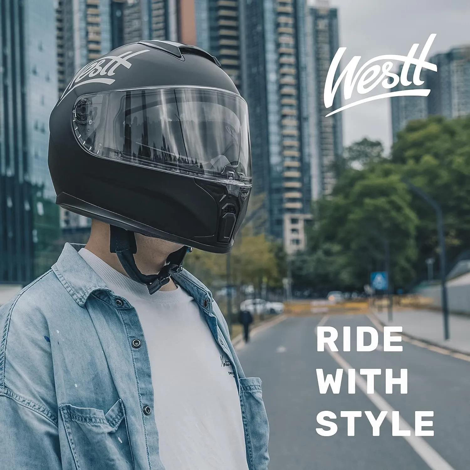 Westt Compact Motorcycle Helmets - with Dual Visor, DOT Approved, Full Face Helmet for Men Women Adults Lightweight Storm X Grey Black White (Grey, M (22.44-22.84 in))