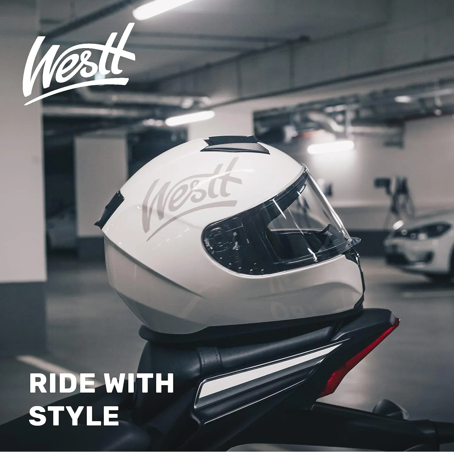 Westt Compact Motorcycle Helmets - with Dual Visor, DOT Approved, Full Face Helmet for Men Women Adults Lightweight Storm X Grey Black White (Grey, M (22.44-22.84 in))
