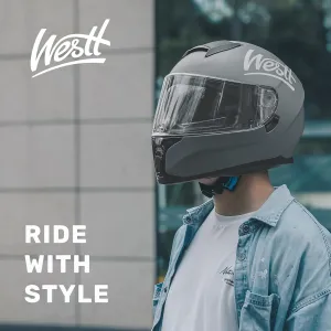 Westt Motorcycle Helmets Full Face Helmets - Street Bike Helmet with Dual Visor DOT Approved for Men Women Adults Compact Lightweight Storm X Grey Black White (White, L (23.23-23.62 in))