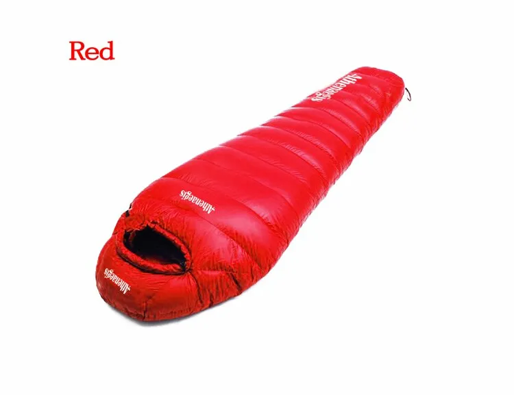 White goose down mummy ultra light winter camping sleeping bag