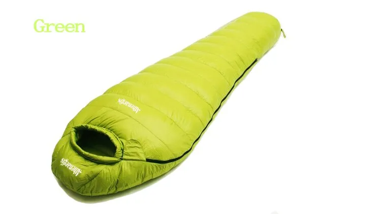 White goose down mummy ultra light winter camping sleeping bag