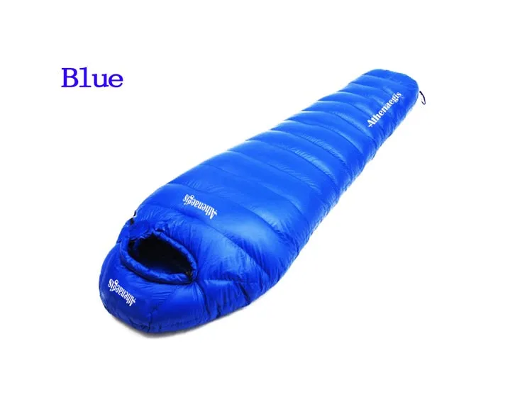 White goose down mummy ultra light winter camping sleeping bag