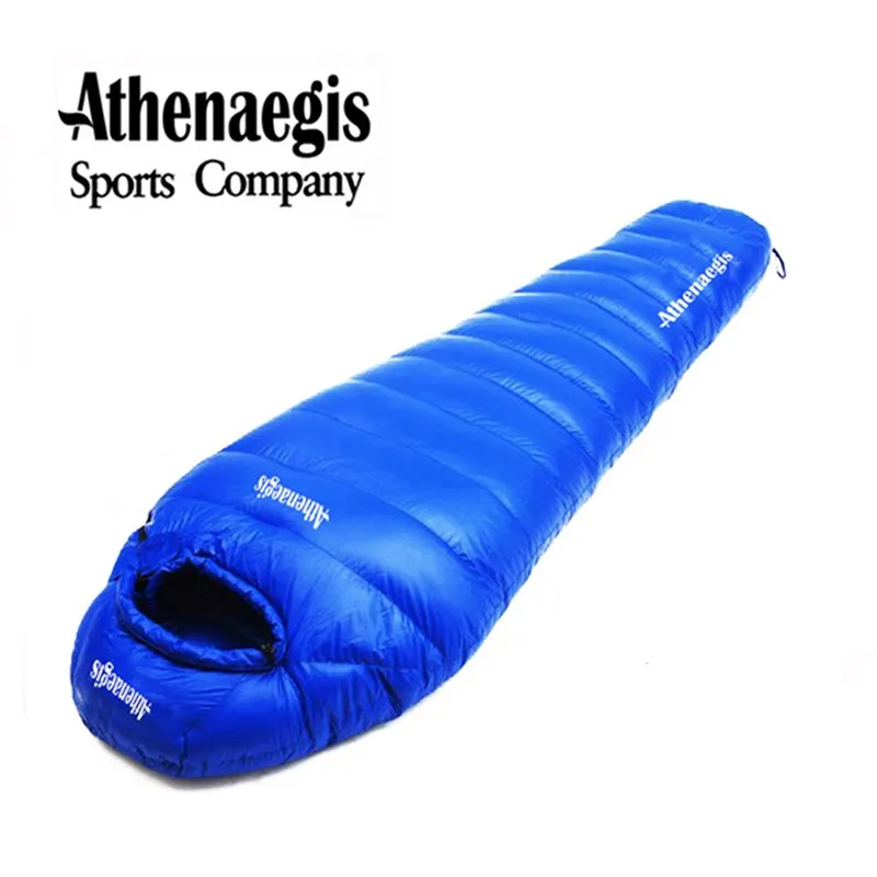 White goose down mummy ultra light winter camping sleeping bag