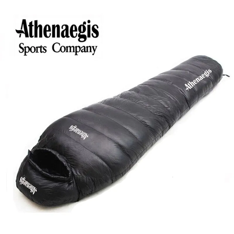 White goose down mummy ultra light winter camping sleeping bag