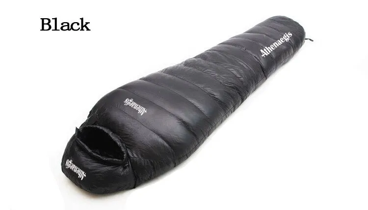 White goose down mummy ultra light winter camping sleeping bag