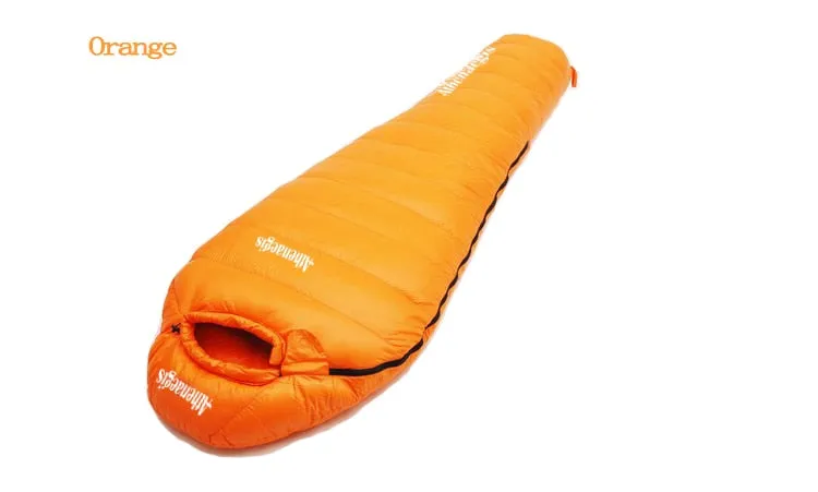 White goose down mummy ultra light winter camping sleeping bag