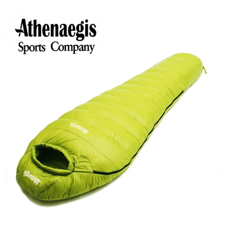 White goose down mummy ultra light winter camping sleeping bag