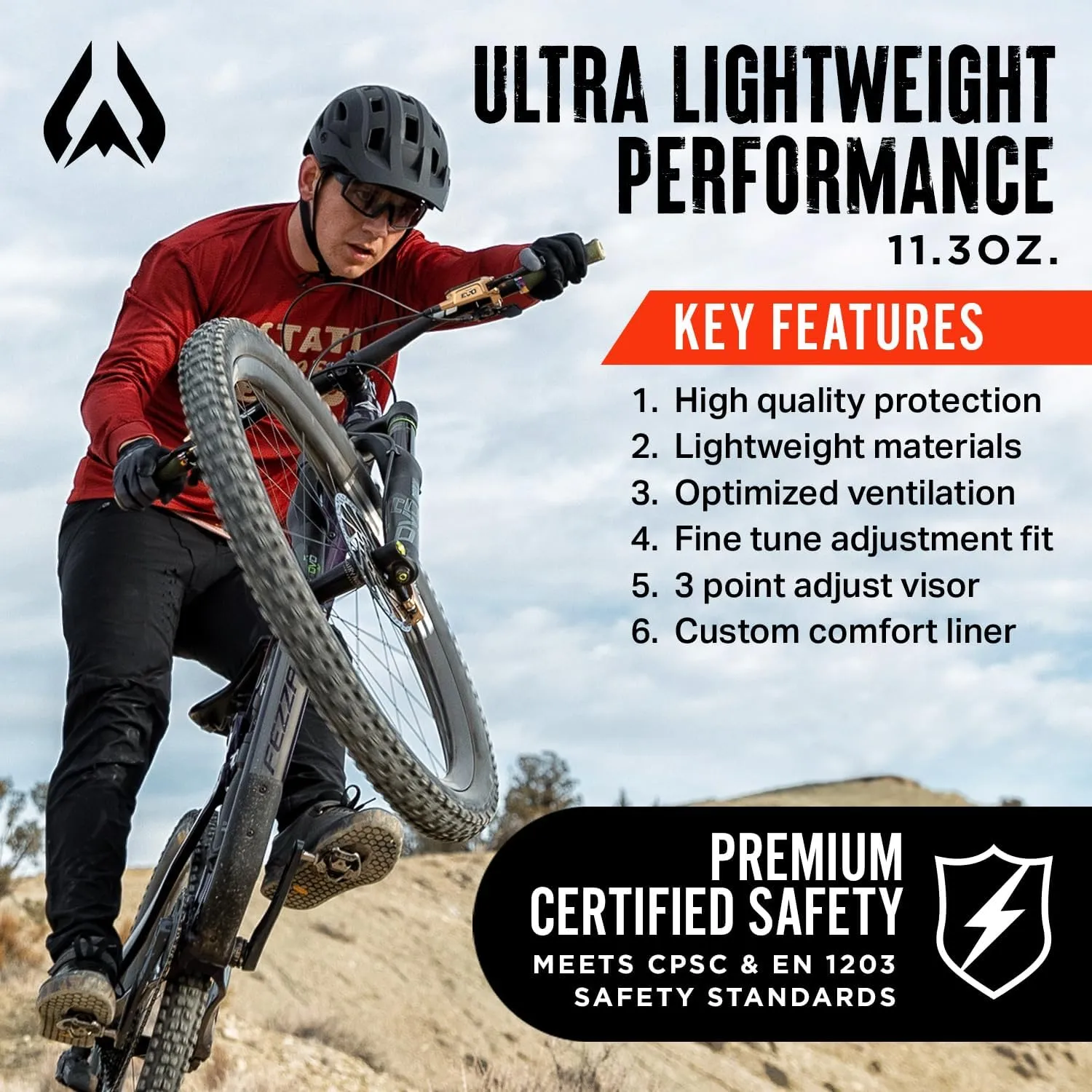 Wildhorn Corvair Mountain Bike Helmet for Men and Women with Maximum Venting, FTA fit System & Adjustable Visor. Adjustable Sizing Adult Bike Helmets for Women and Men. Stylish All Around MTB Helmet