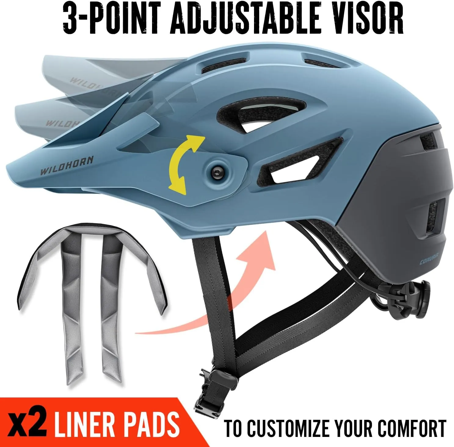 Wildhorn Corvair Mountain Bike Helmet for Men and Women with Maximum Venting, FTA fit System & Adjustable Visor. Adjustable Sizing Adult Bike Helmets for Women and Men. Stylish All Around MTB Helmet