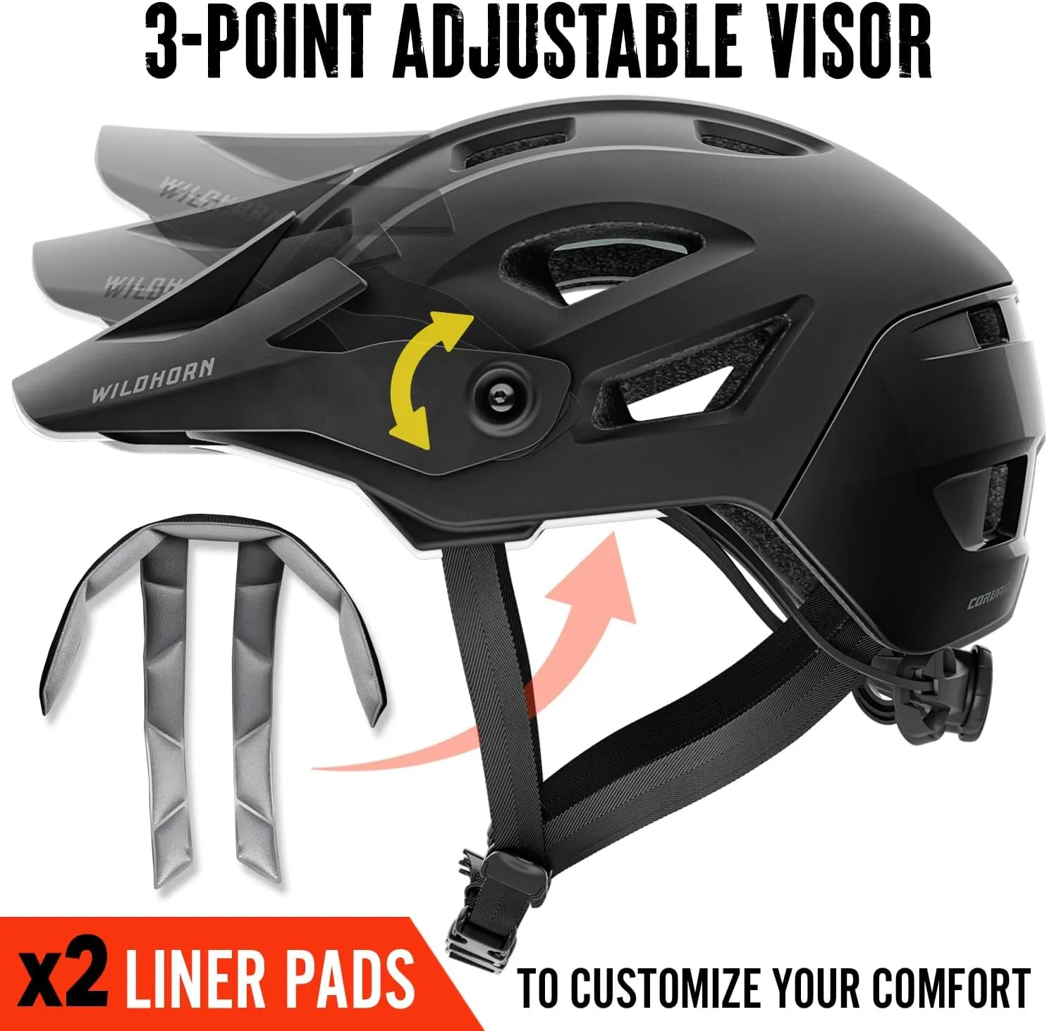 Wildhorn Corvair Mountain Bike Helmet for Men and Women with Maximum Venting, FTA fit System & Adjustable Visor. Adjustable Sizing Adult Bike Helmets for Women and Men. Stylish All Around MTB Helmet