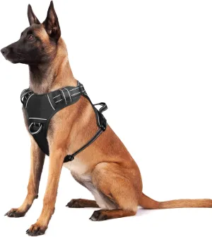 WINSEE Dog Harness No Pull, Adjustable Pet Vest with Front/Back Leash Clips, Reflective Soft Padded Dog Harness for Large Dogs, Easy Control Handle for Walking